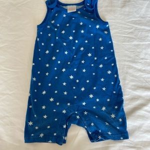 Hanna Andersson blue romper white stars 12-18mo